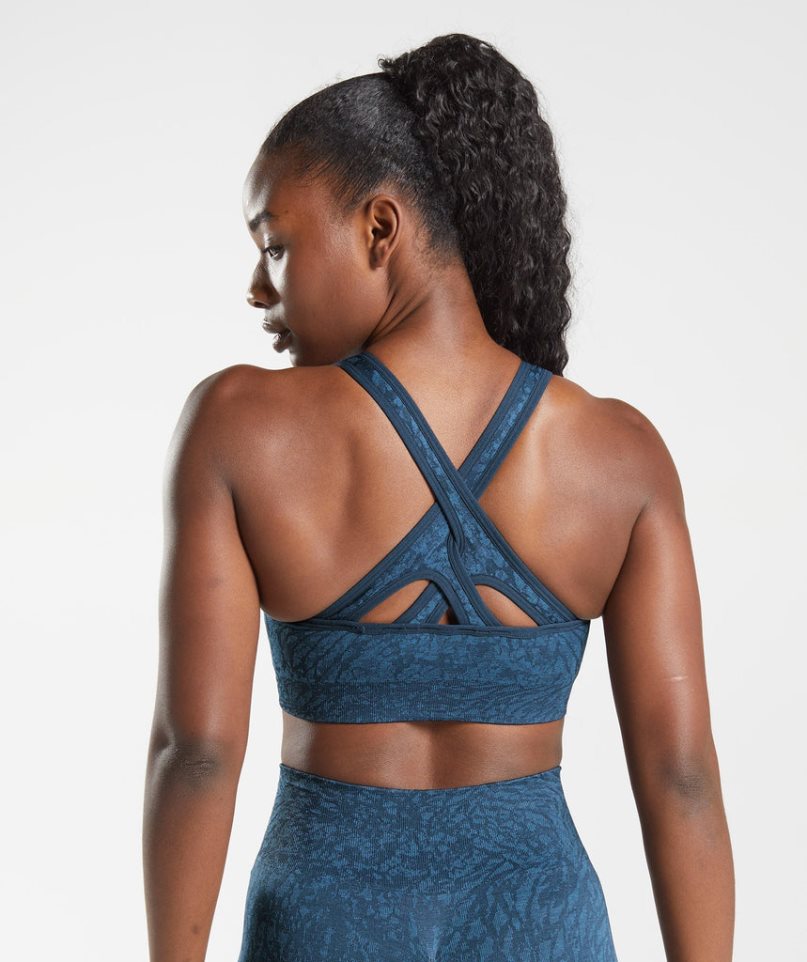 Women's Gymshark Adapt Animal Seamless Sports Bra Navy | CA 501NA6